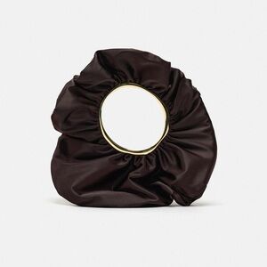 ZARA EGGPLANT SATIN EFFECT BUCKET CLUTCH BAG